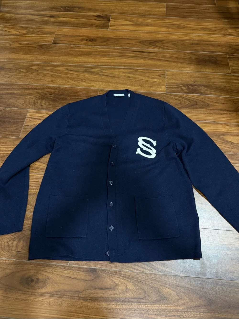 Sandro Navy Cardigan with White 'S' Logo